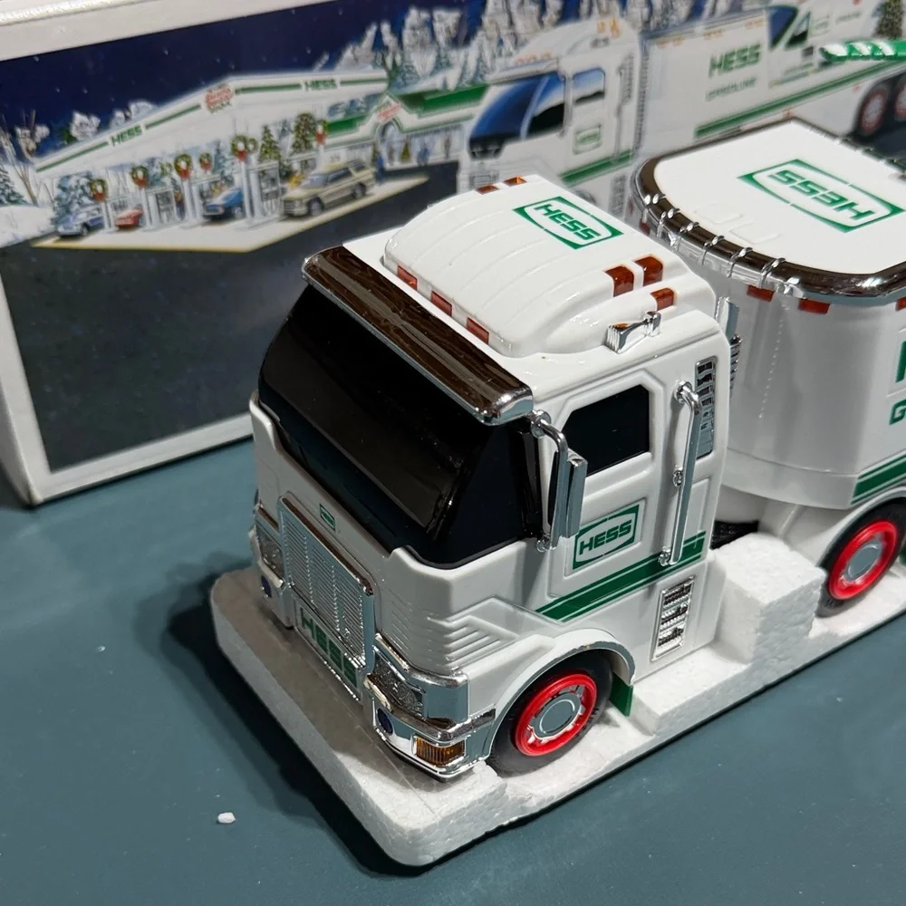 Hess Green & White Toy Truck and Helicopter - Kids Vehicles